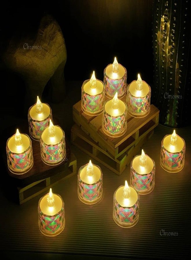 كرونوس شمعة شاي LED بتصميم انعكاس الألماس الكريستالي من كرونوس | قوس قزح - Image 5